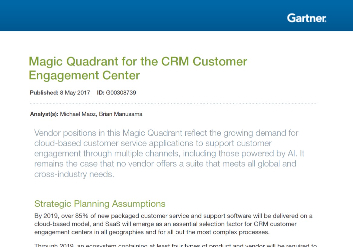 mplsystems Included in the 2017 Magic Quadrant for the CRM Customer